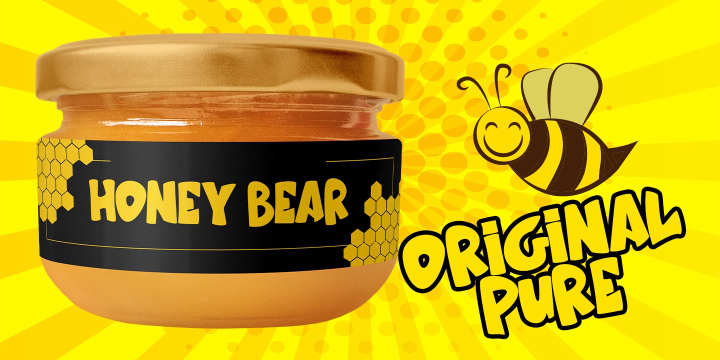 Ejemplo de fuente Honey Bear Regular